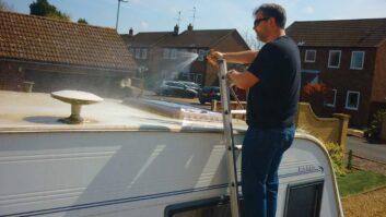 Cleaning the caravan roof