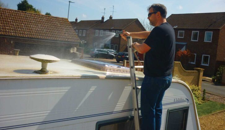 Cleaning the caravan roof