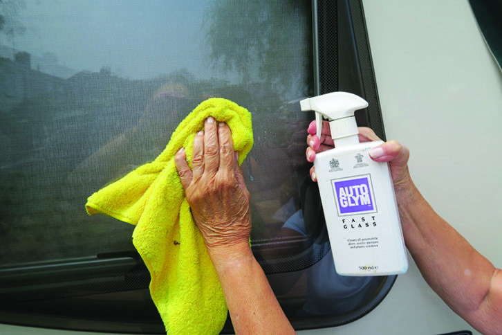 Remove all dirt, grime and dust before applying Fenwick's Windowize
