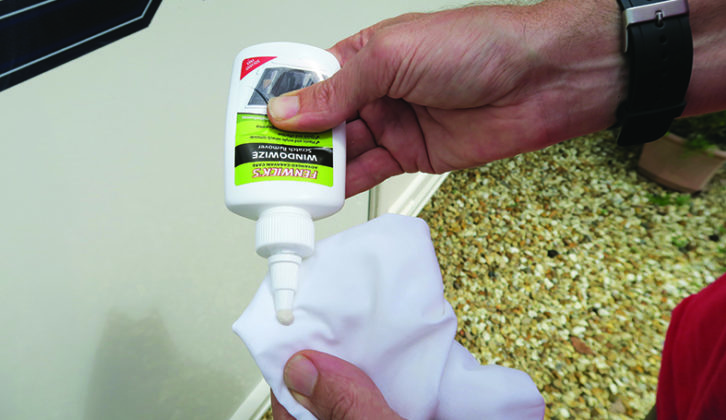 Shake the bottle and apply a small amount to a soft cotton cloth