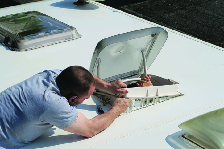 Remove the old skylight unit and clean off the sealant using panel wipe thinners, which won't harm the paintwork