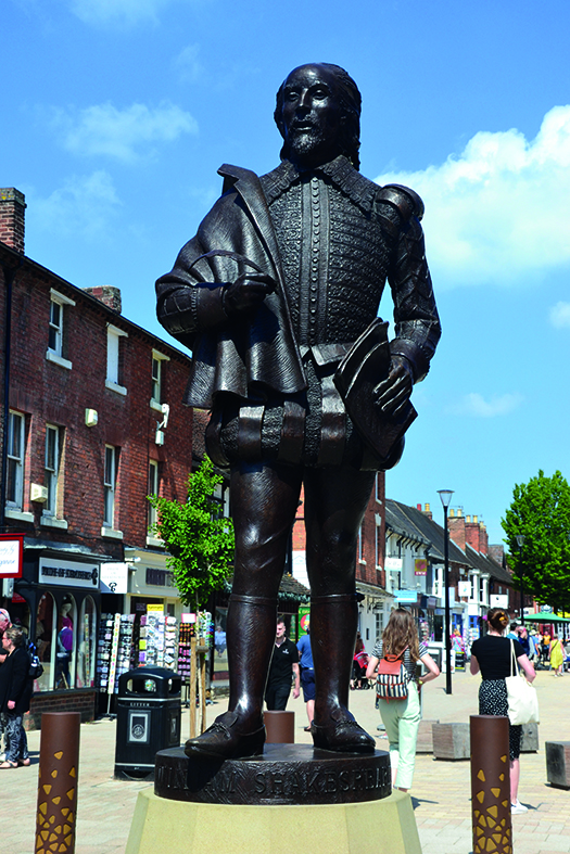 There are numerous statues of the Bard; this one is on Henley Street