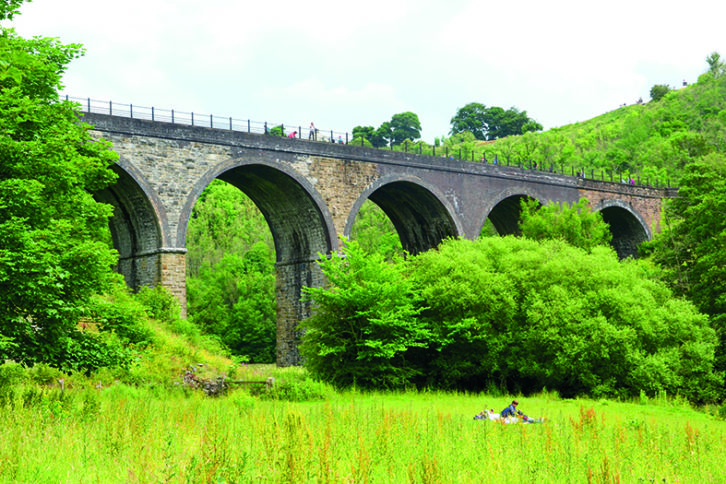 The spectacular viaduct at Monsal Dale, part of the cycle route