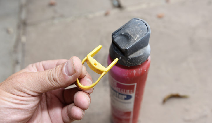 The yellow tag is first removed from this Firemaster...