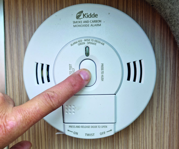 As well as separate CO and smoke detectors, you can also buy combined units such as this Kidde, which is tested/silenced by the hush button