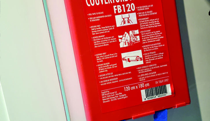 Fire blankets are best for tackling cooking fires - make sure yours is easy to get to in a cupboard near the kitchen