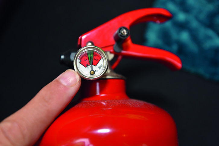 Check pressure reading annually for all extinguishers and make sure that they are still within date