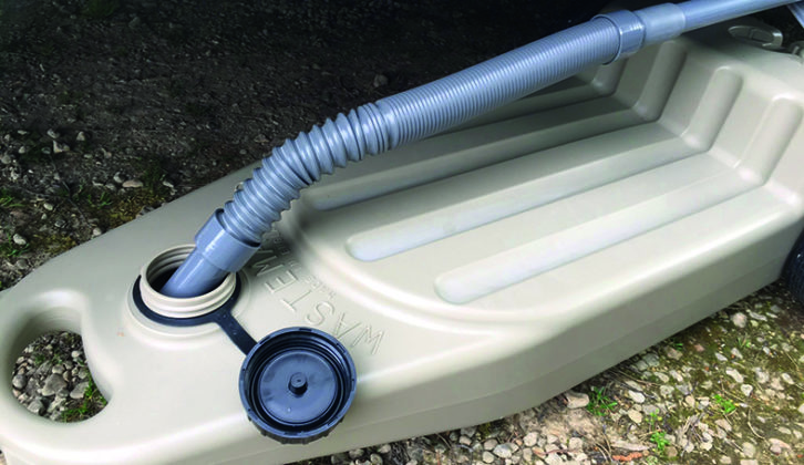 If access to your caravan drain connection is difficult, this might be a solution