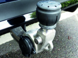 The towbar deploys at the push of a button on the tailgate
