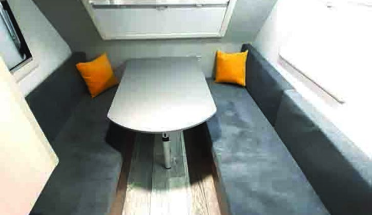 Clip-on table in the lounge can be used to make up the double bed, though the settee base cushions are a bit unwieldy