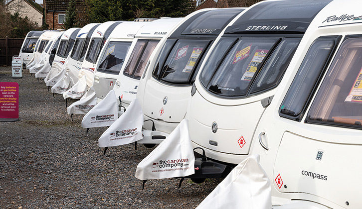 Caravans lined up at The Caravan Company