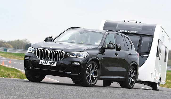The BMW X5 towing a caravan