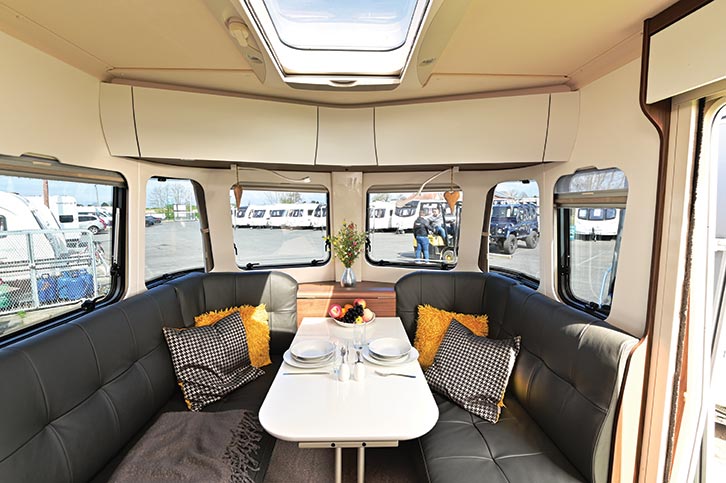 It's a bright interior, thanks to wraparound windows