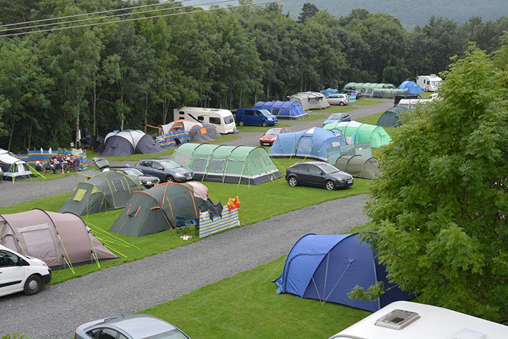 Caravans and motorhomes pitched up at Hillcroft Park