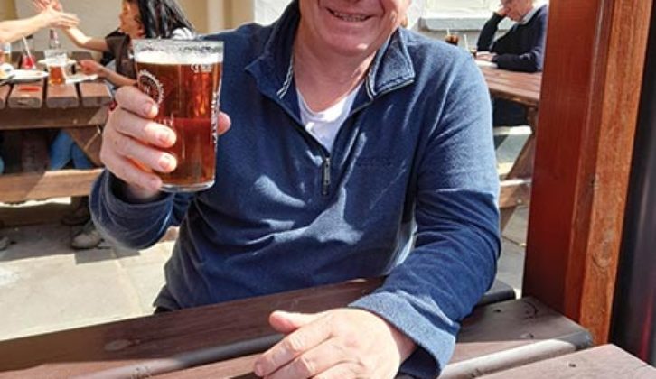 Colin with a pint at the Saracens Head Inn