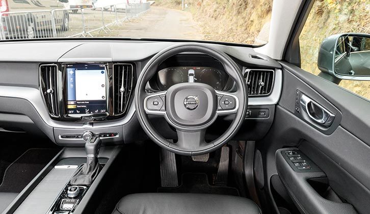 The steering wheel and dashboard