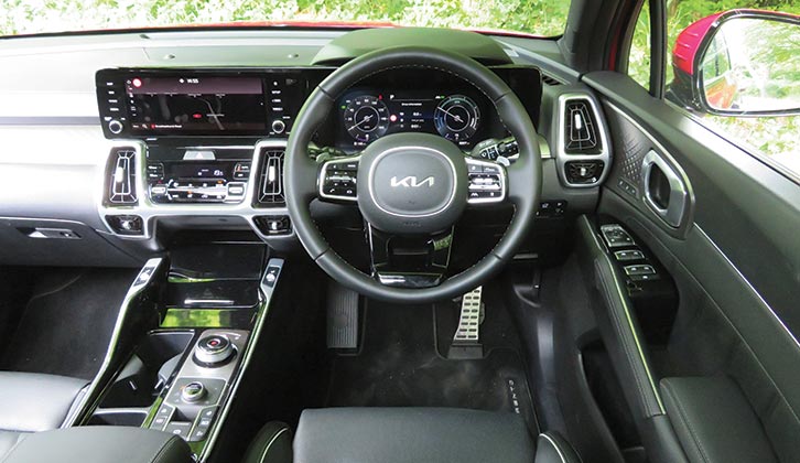 The digital display in front of the driver