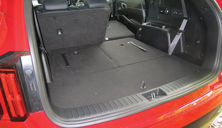 The boot is modest if every seat is in use, but huge with the third row folded