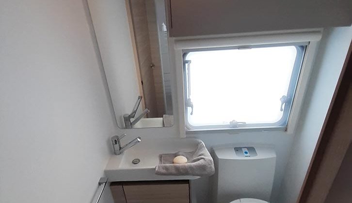 The washroom is a well-lit space