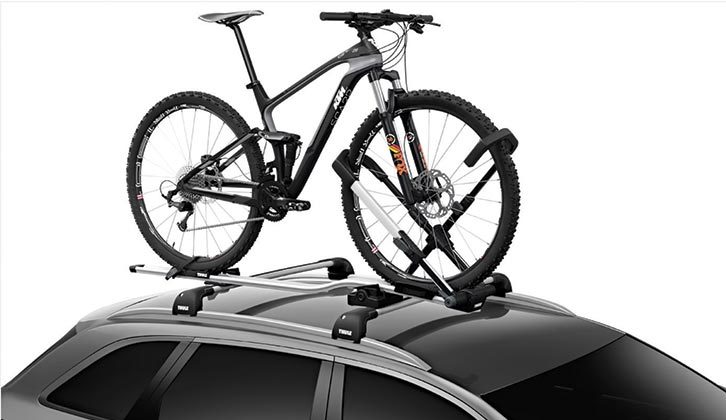 A roof-mounted bike rack