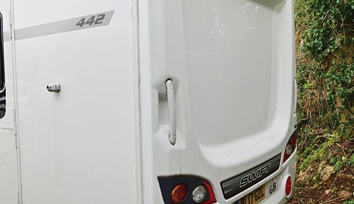The back panel of the van