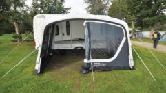 An awning in position