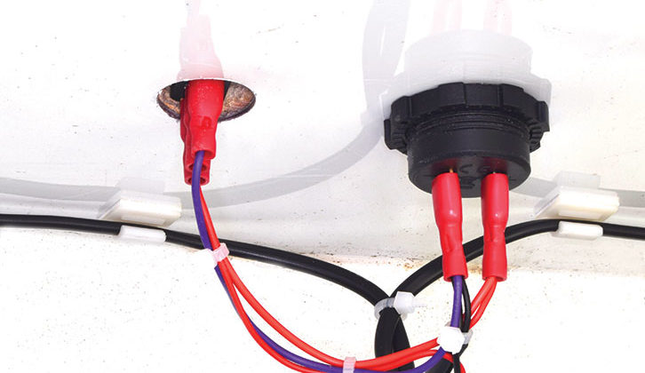Wiring underneath USB charger and isolator switch