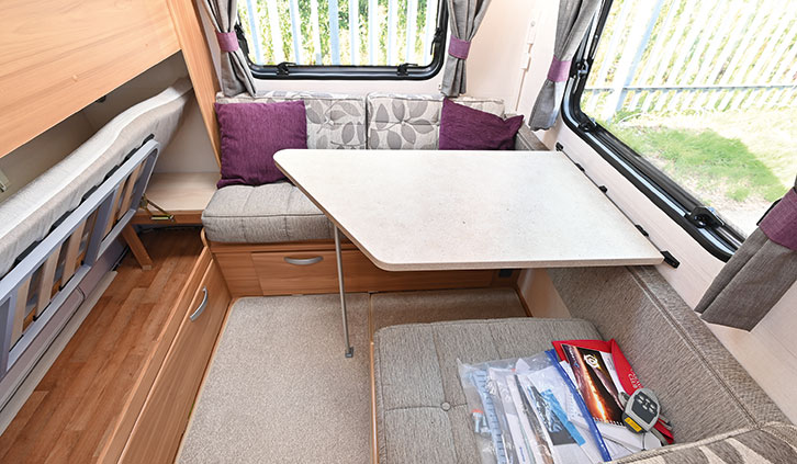 The dinette in the van