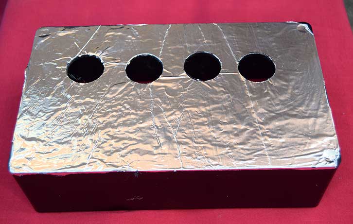 Box covered with foil