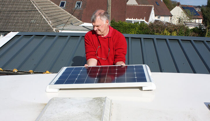 Solar panel being fitted
