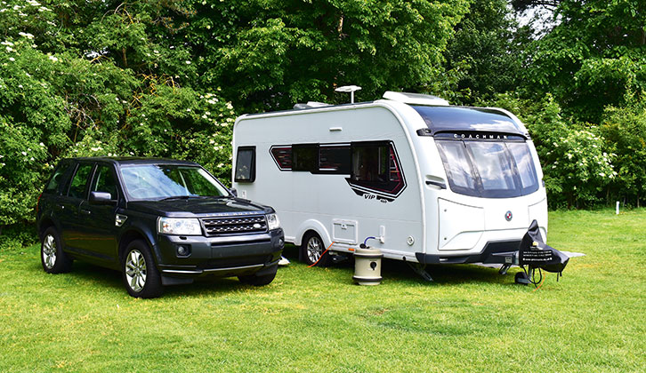 Caravan and tow car