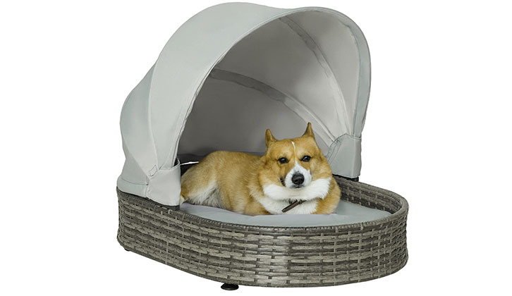 PawHut Wicker Covered Dog Bed