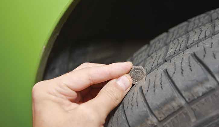Checking tyre tread depth