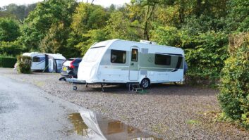 Caravan pitched up on site