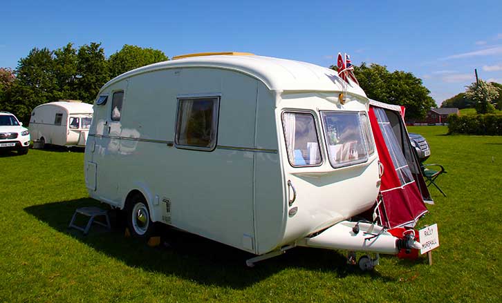 Pitched up caravan