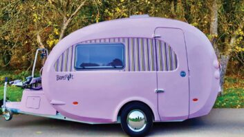 Lilac Barefoot caravan