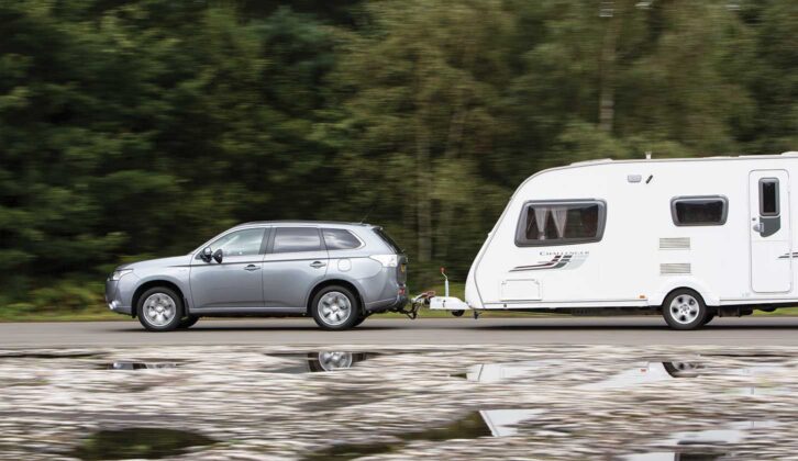 Car towing a caravan