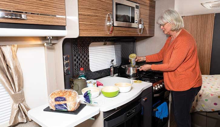 Cooking in a caravan kitchen