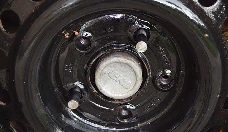 Wheel after bolts removed
