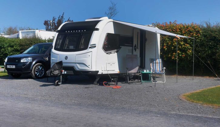 Caravan with sun canopy