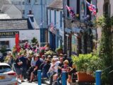 Public sitting outside pubs and cafes in Saundersfoot