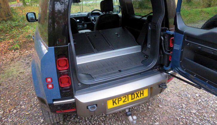 Tailgate open on the Defender