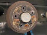 Brake drum on axle stand