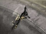 A damaged tyre