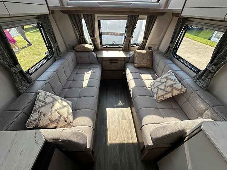 The lounge in the Coachman Acadia 460