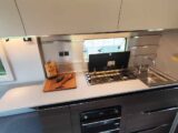 The gas hob and work surface in the kitchen