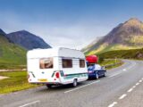 A caravan being towed
