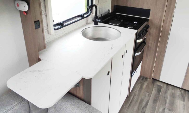 The kitchen area in the Acadia 460