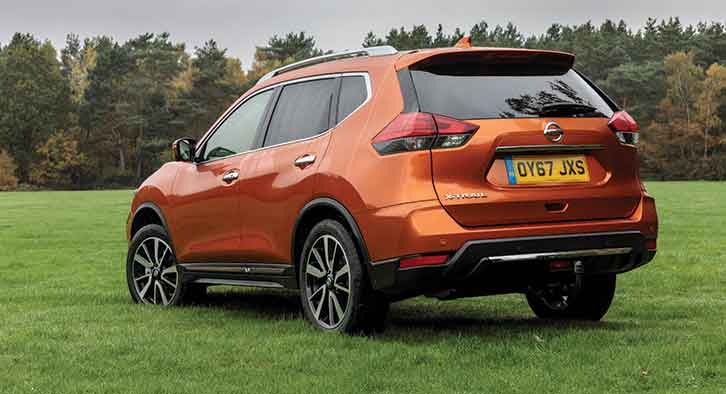 A Nissan X-Trail from the rear