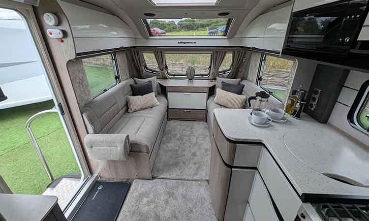 The lounge in the Swift Elegance Grande 835